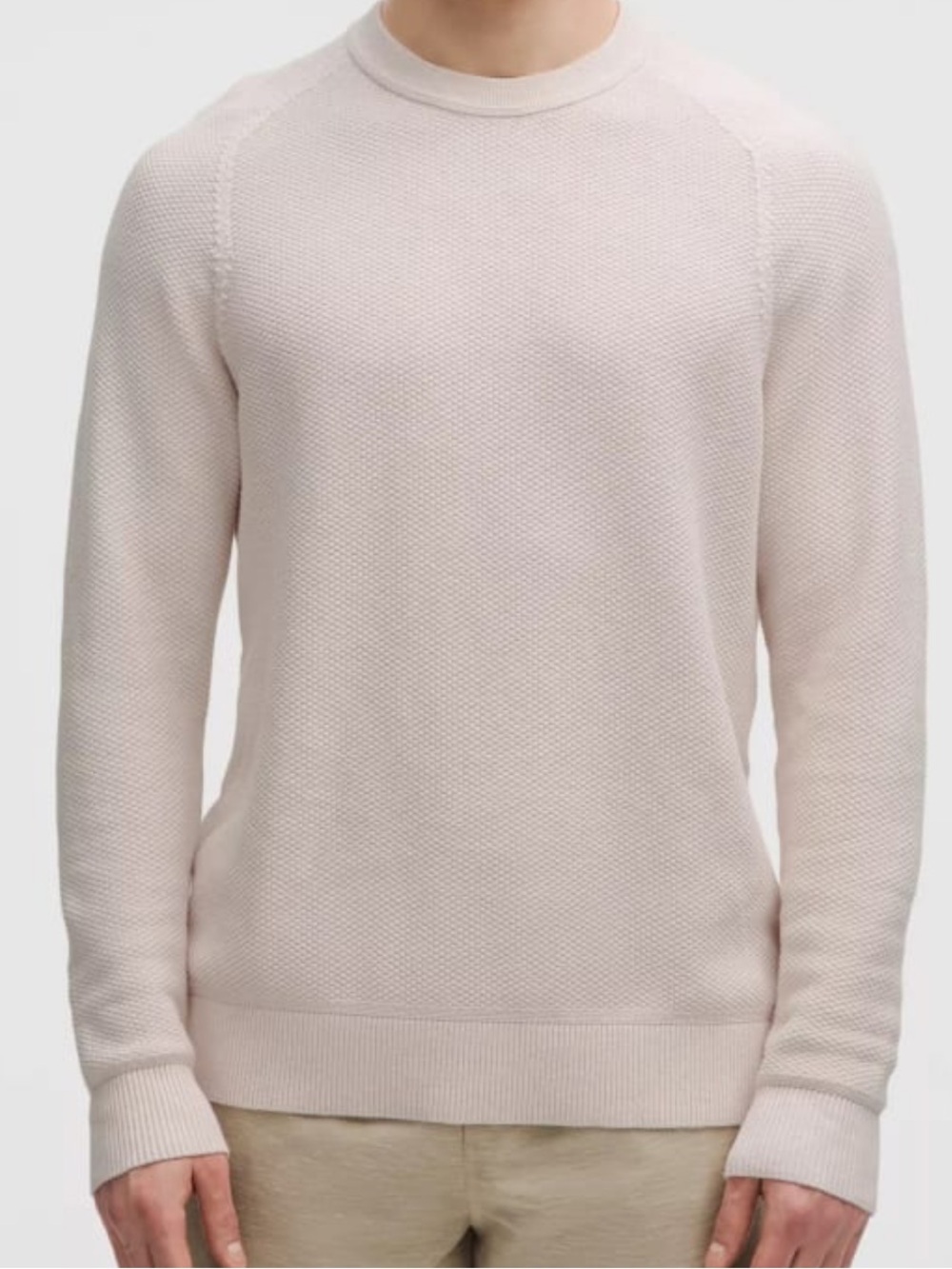 Lululemon Men’s Textured Knit Classic-Fit Crewneck Sweater Heathered Ivory M